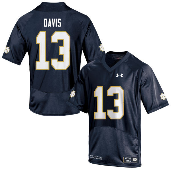 Men's NCAA Notre Dame Fighting Irish #13 Avery Davis Stitched College Under Armour Authentic Navy Football Jersey TH10M45EE